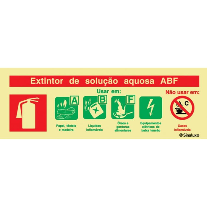Sinalux PVC FL/1F - Pictog.+Uso Extintor Solução Aquosa