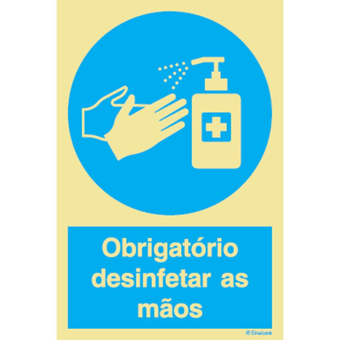 Sinalux T1 Vinil Opaco - Obrigatório Desinfectar as Mão