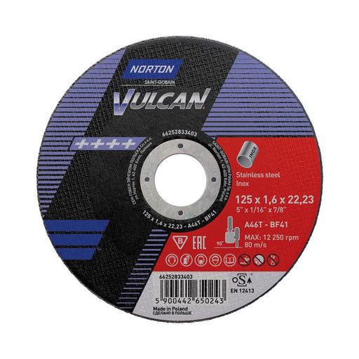 Disco Corte Inox Vulcan 125X1,6 - A46T-BF41  (@)