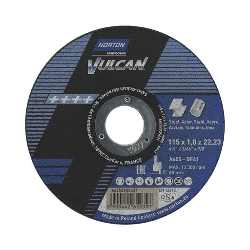 Disco Corte Metal/Inox Vulcan 115x1,0 - A60S-T41